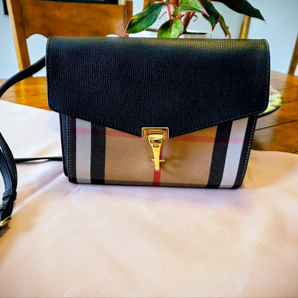 Burberry Macken  House Check Canvas Leather Crossbody